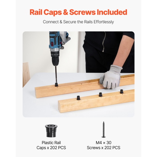 VEVOR 36 In Staircase Balusters 101 Pack, Aluminum, 3/4 Inch Water-Proof Round Metal Spindle Railing, with Rail Caps & Screws for Stairs, Porch,