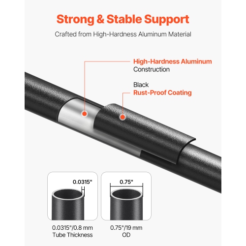 VEVOR 32in Staircase Balusters 51 Pack, Aluminum, 3/4 In Rainwater-Proof Round Metal Spindle Railing, Durable Hollow Deck Railing with 19 Drill Bit