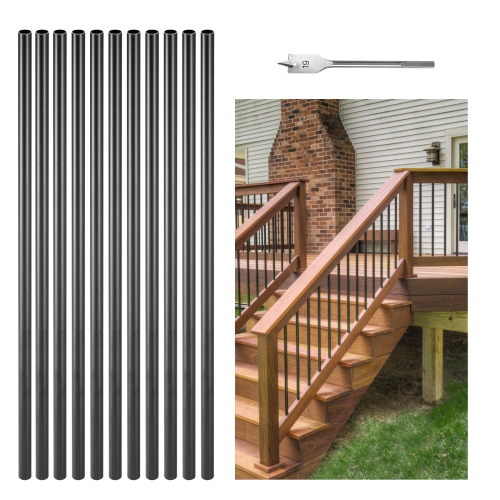 VEVOR 32in Staircase Balusters 51 Pack, Aluminum, 3/4 In Rainwater-Proof Round Metal Spindle Railing, Durable Hollow Deck Railing with 19 Drill Bit