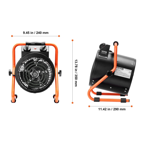 VEVOR 1500W Greenhouse Heater, Fast Heating with Overheat Protection, 2-Speed Setting, Electric Portable Heater Fan for Green House, Flower Room,