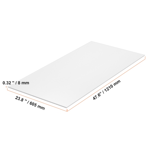 VEVOR 14 Pack Polycarbonate Greenhouse Panels, 2' X 4' X 0.32'', Waterproof UV Protected Corrugated Plastic Roofing, Impact Resistance Clear Roofing