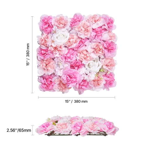 VEVOR 15 x 15inch 3D Flower Wall Panel, 12 PCS, Artificial Floral Wall Background Mesh Backing Mat,Seamless Design&Easy Installation for Wedding