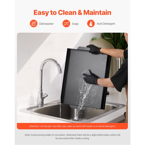 VEVOR 22x16 inch Carbon Steel Griddle, Universal Flat Top Rectangular Plate, Gas Grill Griddle for BBQ Grill, Teppanyaki, Portable Family Cookware,