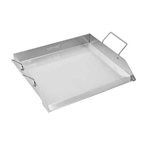 VEVOR 18x16 inch Stainless Steel Griddle, Universal Flat Top Rectangular Plate, Gas Grill Griddle for BBQ Grill, Teppanyaki, Portable Family Cookware