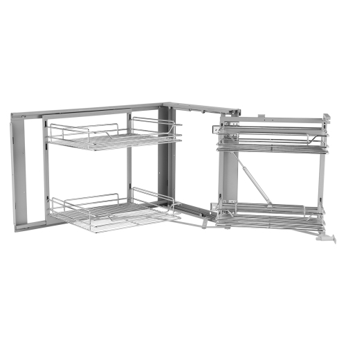 VEVOR 18"W Opening Blind Corner Pull Out Organizer, 2 Tier 4 Shelf Kitchen Cabinet Organizer, Magic Chrome Carbon Steel Storage Basket, Slide Out