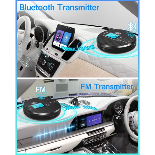 New Multi-function CD Player Retro Listening Album CD Bluetooth Player Lossless Audio with FM Transmitter and Wireless Speaker for Car 2000 mAh