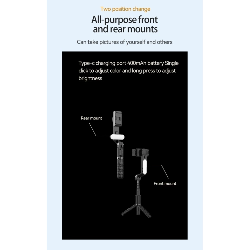 Mini mobile phone selfie stick with flash Bluetooth handle shooting aid portable shooting aid A6 smart phone gimbal video stabilizer - standard