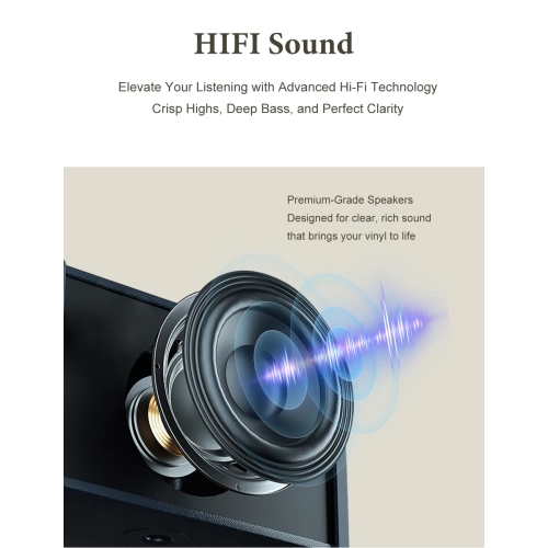 Vinyl Record Player Retro Portable Phonograph 33/45/78 rpm Turntable Vinyl Record Bluetooth 5.3 Speaker, Wireless Bluetooth + Ruby Stylus + HIFI