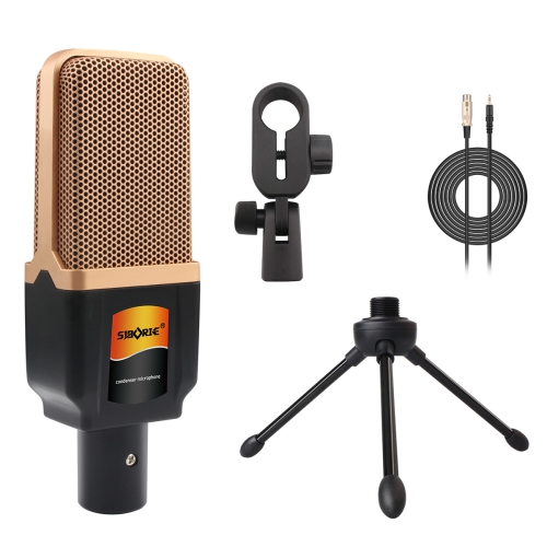 Condenser Microphone Computer Special Live Sound Card Set K Song Entertainment E-book Microphone-M998+Triangle Bracket-Black