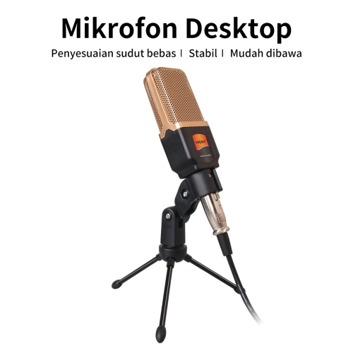 Condenser Microphone Computer Special Live Sound Card Set K Song Entertainment E-book Microphone-M998+Triangle Bracket-Black