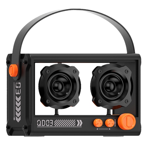 New K song Bluetooth speaker with microphone 10W transparent mecha punk style, innovative retro punk style portable - with single microphone - black