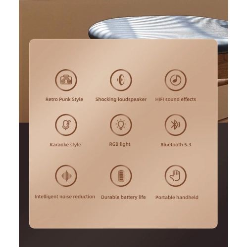 New K song Bluetooth speaker with microphone 10W transparent mecha punk style, innovative retro punk style portable - with single microphone - white