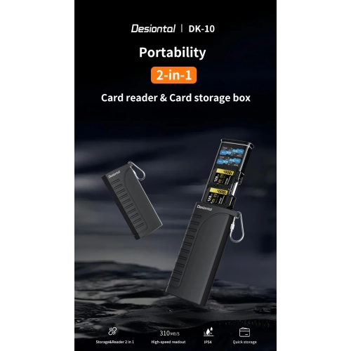 DK10 high-speed SD card reader Type-C interface SD/TF/SIM card portable box card reader flash card box SD card TF card storage box, suitable for