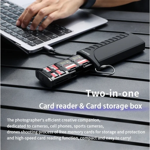 DK10 high-speed SD card reader Type-C interface SD/TF/SIM card portable box card reader flash card box SD card TF card storage box, suitable for