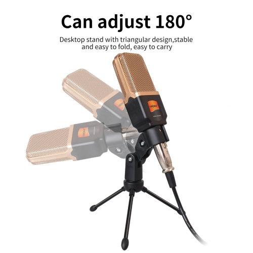 Condenser Microphone Computer Special Live Sound Card Set K Song Entertainment E-book Microphone-M998+Triangle Bracket-White