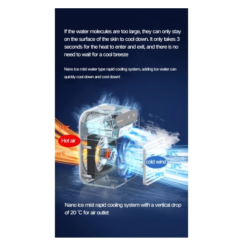 Cooling fan household small air conditioner, fan cooling spray humidification electric desktop fan mobile cooling fan portable, ultra-quiet design