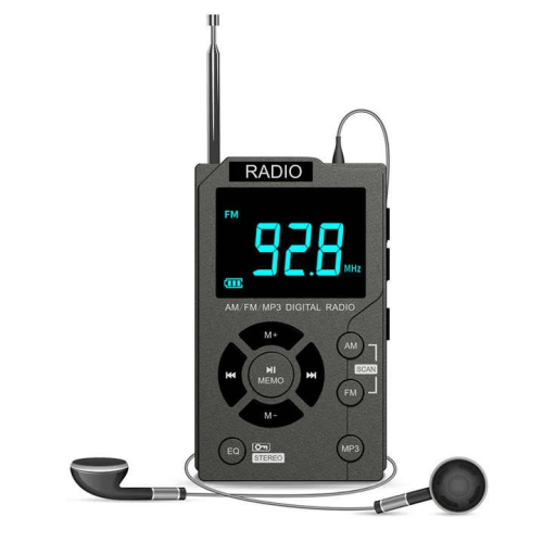Portable AM FM radio with MP3 player, pocket radio with excellent reception, large LCD display, new mini pocket radio, multi-function stereo radio