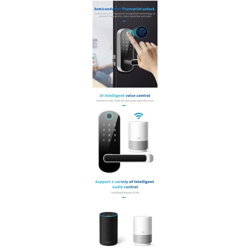 Single tongue wooden door smart door lock fingerprint lock, keyless electronic smart fingerprint digital door lock - black fingerprint all lock