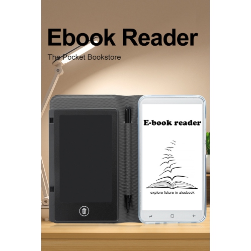 Touchscreen e-reader device, 5-inch eye protection ink screen, portable e-book reader with protective case - 1+24GB (blue)