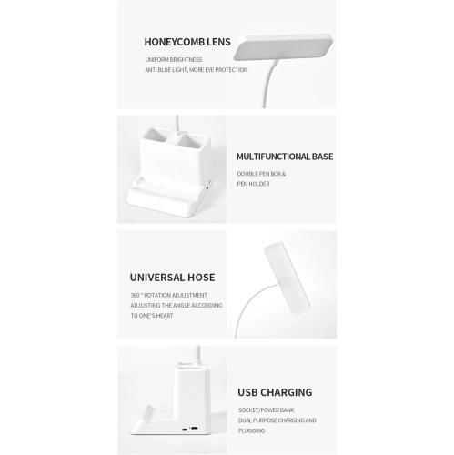 LED multi-function mobile phone holder, pen holder study children student dormitory eye protection reading study lamp desktop desk lamp with pen