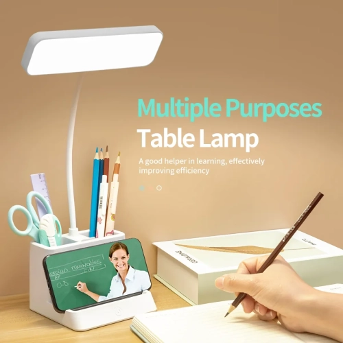 LED multi-function mobile phone holder, pen holder study children student dormitory eye protection reading study lamp desktop desk lamp with pen