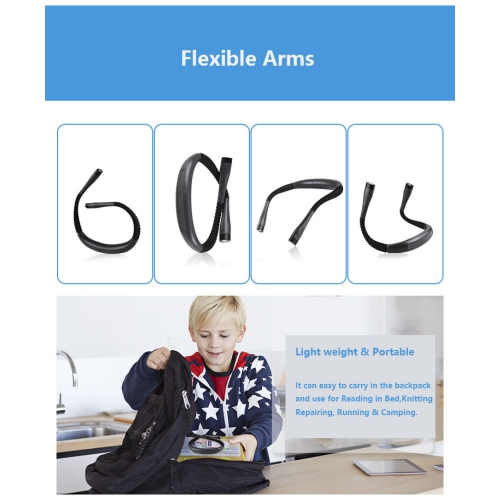 Bedroom USB reading light neck lamp led universal hose adjustable eye protection neck lamp outdoor night running lighting - gray