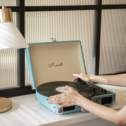 Vinyl Record Player Retro Phonograph LP Bluetooth Speaker Portable Suitcase Leather Case Record Player Turntable Compatible with 7/10/12 Inch Vinyl