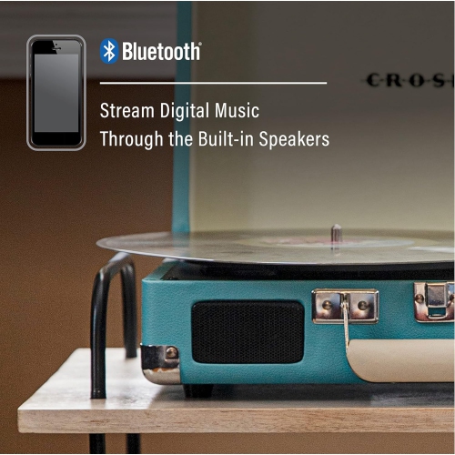 Vinyl Record Player Retro Phonograph LP Bluetooth Speaker Portable Suitcase Leather Case Record Player Turntable Compatible with 7/10/12 Inch Vinyl