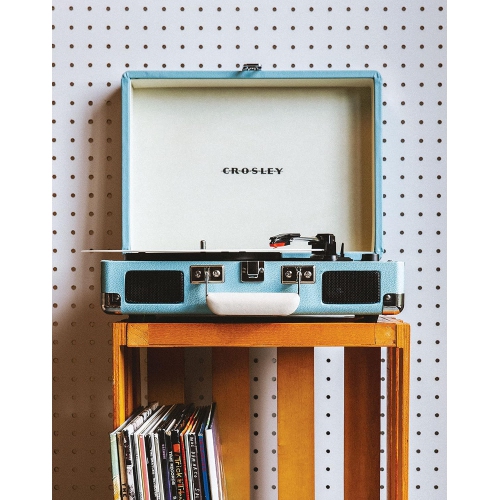 Lecteur de disques vinyle rétro Phonographe LP Haut-parleur Bluetooth Valise portative Boîtier en cuir Tourne-disque Compatible avec les disques