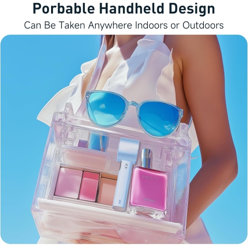 Portable Handheld turbo fan, 1-199 wind speed adjustment, LED display,JF132 regular model Changchun blue [super high speed 199 gears + digital