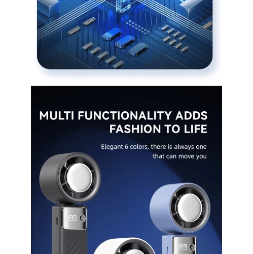 Portable handheld turbo fan, 1-199 wind speed adjustment, LED display,JF132 Ice Moon White [Ultra-high speed 199 wind speed + digital display +