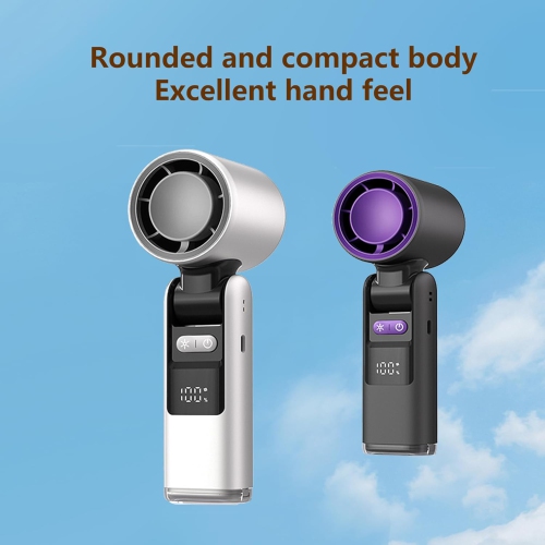 "Ultra-light handheld fan 1-100 degrees adjustable" USB charging - ice and snow starry sky gray [ultra-high speed 100 gears + digital display +