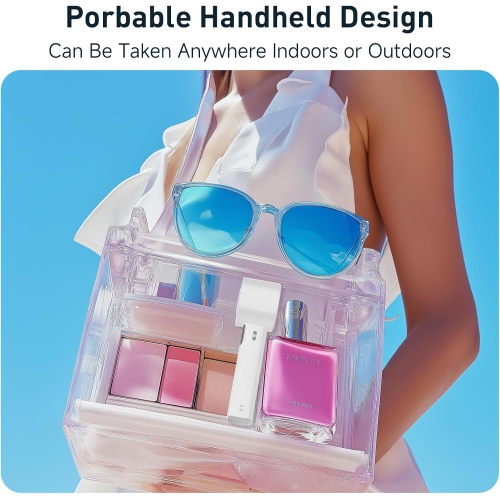 Portable handheld turbo fan, 1-199 wind speed adjustment, LED display,JF132 regular model moonlight white [super high speed 199 gears + digital