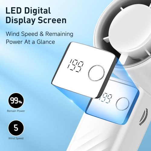 Portable handheld turbo fan, 1-199 wind speed adjustment, LED display,JF132 regular model moonlight white [super high speed 199 gears + digital