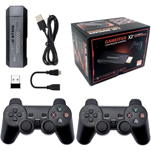 Console de jeu HD X2 PLUS Home Game Console de 2,4 GHz sans fil rétro PSP TV, clé de jeu rétro 4K, console de jeu vidéo HD Home avec 2 manettes sans