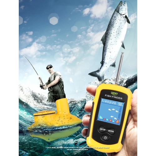 Kayak Portable Fish Depth Finder, Handheld Underwater Fish Finder, Sonar Throwable Kayak Fish Finder Sensor, Fishing LCD Display FFC1108 - Wired