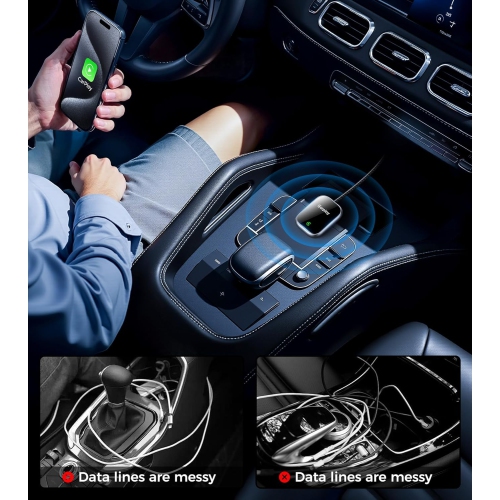 2025 Upgraded Wired CarPlay Adapter for Apple iPhone, Android, Convert Wired CarPlay Adapter to Wireless CarPlay Adapter, Auto Connect, Mini Size,