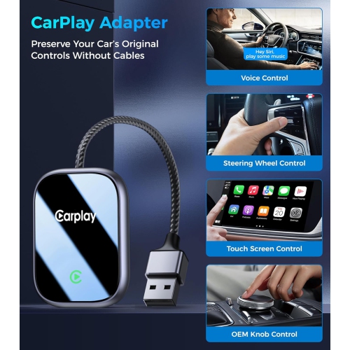 2025 Upgraded Wired CarPlay Adapter for Apple iPhone, Android, Convert Wired CarPlay Adapter to Wireless CarPlay Adapter, Auto Connect, Mini Size,