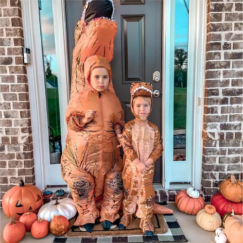 Dinosaur Costume for Kid Inflatable T-rex Halloween Costume Blow up Dino Cosplay Party Costumes Outfit(Brown)