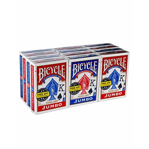 Bicycle Poker Size Jumbo Index Playing Cards, Red/Blue