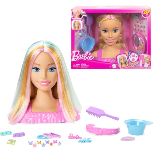 BARBIE  Doll Styling Head, Blonde Hair With 20+ Hair Styling Accessories Including Star & Butterfly Color Change Hair C