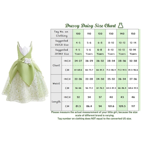 Costume d'Halloween habillé pour anniversaire de fête d'anniversaire avec accessoires Grenouille Princesse de Daisy pour petites filles Taille 8-10,