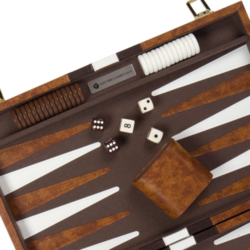 Get The Games Out Backgammon Set for Travel - Small Classic Board Game Case with Strategy Guide & 15 Game Pieces