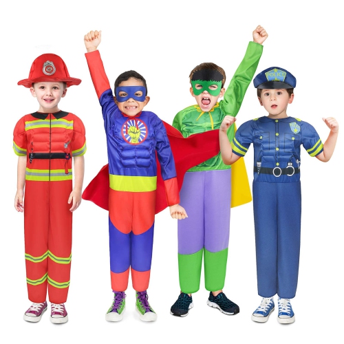 Teuevayl Boys Dress up Clothes for Kids Dress up Costumes Trunk with Superhero, Policeman, Fireman for Kids 3 4 5 6 7