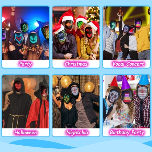 Depointer Life Led Mask with Music and Gesture Sensing,LED Light up Transforming Mask for Costume Cosplay Party Masque..