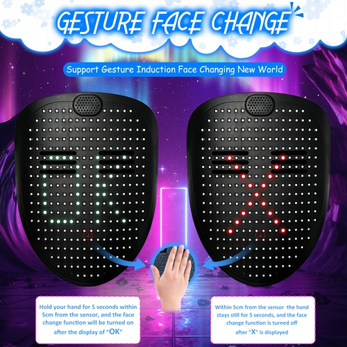Depointer Life Led Mask with Music and Gesture Sensing,LED Light up Transforming Mask for Costume Cosplay Party Masque..