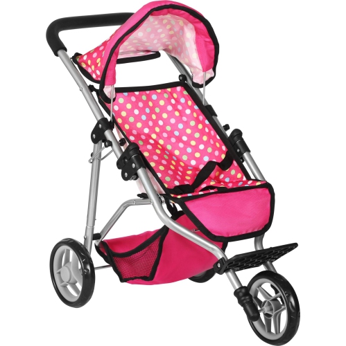 Fash N Kolor - Baby Doll Stroller with Adjustable Canopy & Toy Storage Basket - Foldable Baby Stroller for Pretend Play