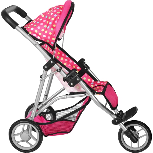 Fash N Kolor - Baby Doll Stroller with Adjustable Canopy & Toy Storage Basket - Foldable Baby Stroller for Pretend Play