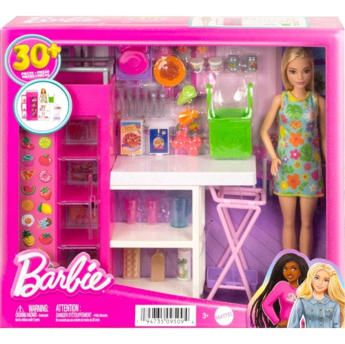 Barbie Doll & 25+ Accessories, Ultimate Pantry Playset with Doll House Furniture, Food-Themed Pieces & Sticker Sheet