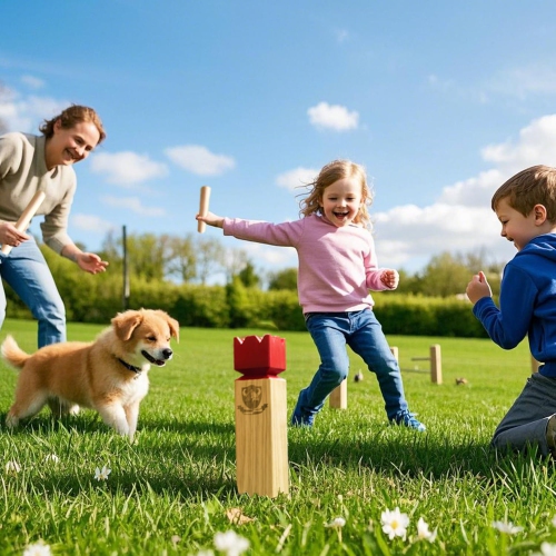 Kubb Outdoor Game | Viking Game Rubber Wood Garden Throwing Toy with Carry Bag